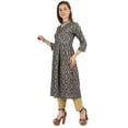 thumbnail image 3 of Moomaya Kurti Ligne A en Rayonne à Manches 3/4 Tunique Imprimée en Rayonne Robe Kurta Ethnique pour Femmes, 3 of 7
