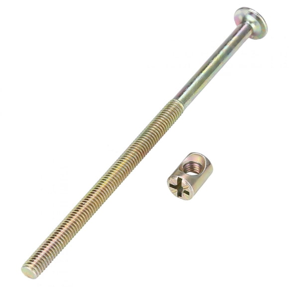"10-Pack Heavy Duty M6 Zinc Plated Furniture Bolts with Barrel Nuts - 120mm Length for Wood & Cabinet Assembly (6mm Thread, Carbon Steel Construction)"