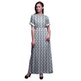 thumbnail image 1 of Bimba Robe Longue d'Été en Rayonne à Imprimé Floral Feuilles et Anémones, Manches Kimono, Fente, Petit, 1 of 6
