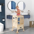 thumbnail image 4 of Costway Folding Kitchen Kids Step Ladder Stool Wooden Toddler Safety Tower Helper Natural, 4 of 10
