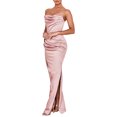 thumbnail image 4 of Kmbangi Women Wrapped Dress, Sleeveless Off Shoulder Solid Color Pleated Spring Fall Summer Casual Club Dress, 4 of 9