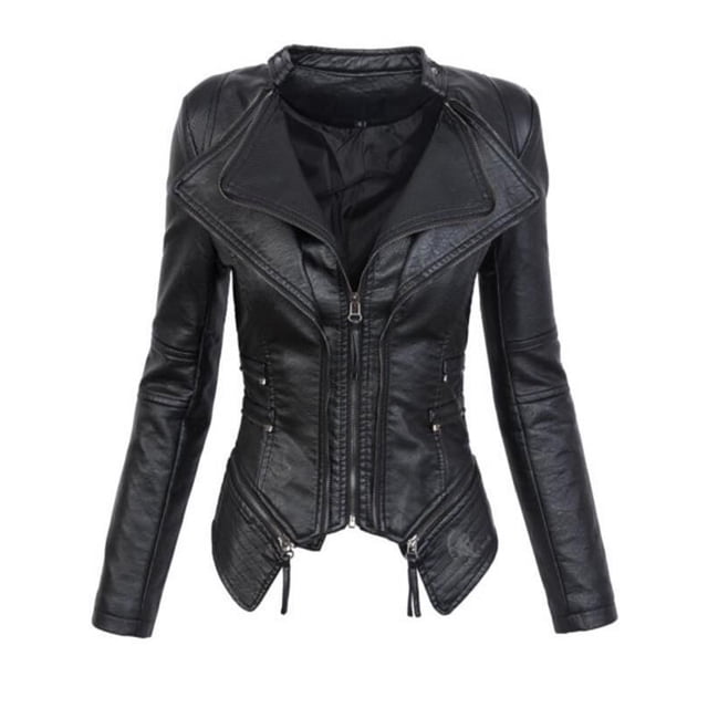 LOVZFMLL Jackets for Women's Leather Jacket With Zipper Stitching Jacket Jacket Short Leather Jacket