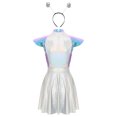 thumbnail image 4 of LiiYii Ensemble de Costume d'Alien de l'Espace pour Femmes, Robe Mini Évasée Trapèze à Manches Cap et Cheveux Bleu P, 4 of 8
