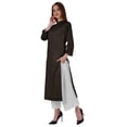 thumbnail image 3 of Bimba Kurta en Coton Col Mandarin avec Plis pour Femmes Ethnique Indienne Droite Unie, 3 of 7
