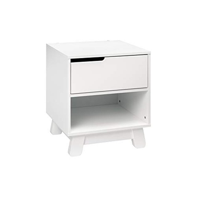 Babyletto Hudson Nightstand with USB Port in White, 1 Drawer and Storage Cubby