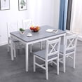 thumbnail image 1 of Soges 5 Pieces Dining Table Set, Pine Wood Kitchen Dining Table with 4 Chairs, Wood Rectangular kitchen table and chairs for 4, Small Dining Set for Bar Dining Room Breakfast Nook, White and Gray, 1 of 6