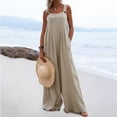 thumbnail image 2 of Yuyuzo Womens Jumpsuits Wide Leg Overalls Boho Comfy Baggy Loose Casual Solid Color Rompers with Pocket, 2 of 7