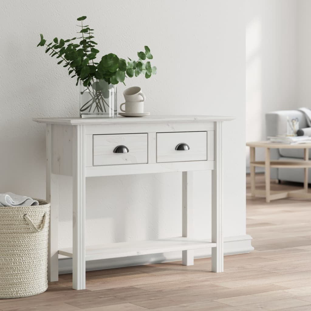 vidaXL Table Console BODO Blanc 90x34,5x73 cm Bois Massif Pin