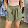 thumbnail image 2 of B91xZ Shorts de Course pour Femmes Taille Haute Élégante Plissée Jambe Droite Shorts d'Été avec Poches, Vert m, 2 of 5