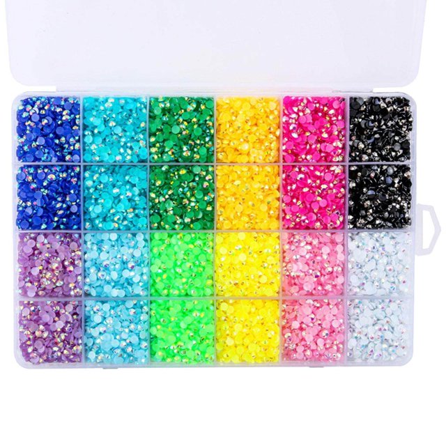 pitrice 19200pcs 12-Color FlatBack Crystal Glass crafts Nails Rhinestones Round Gems Set Clear Rhinestones Rhinestones Round Nail Art Decoration DIY Craft