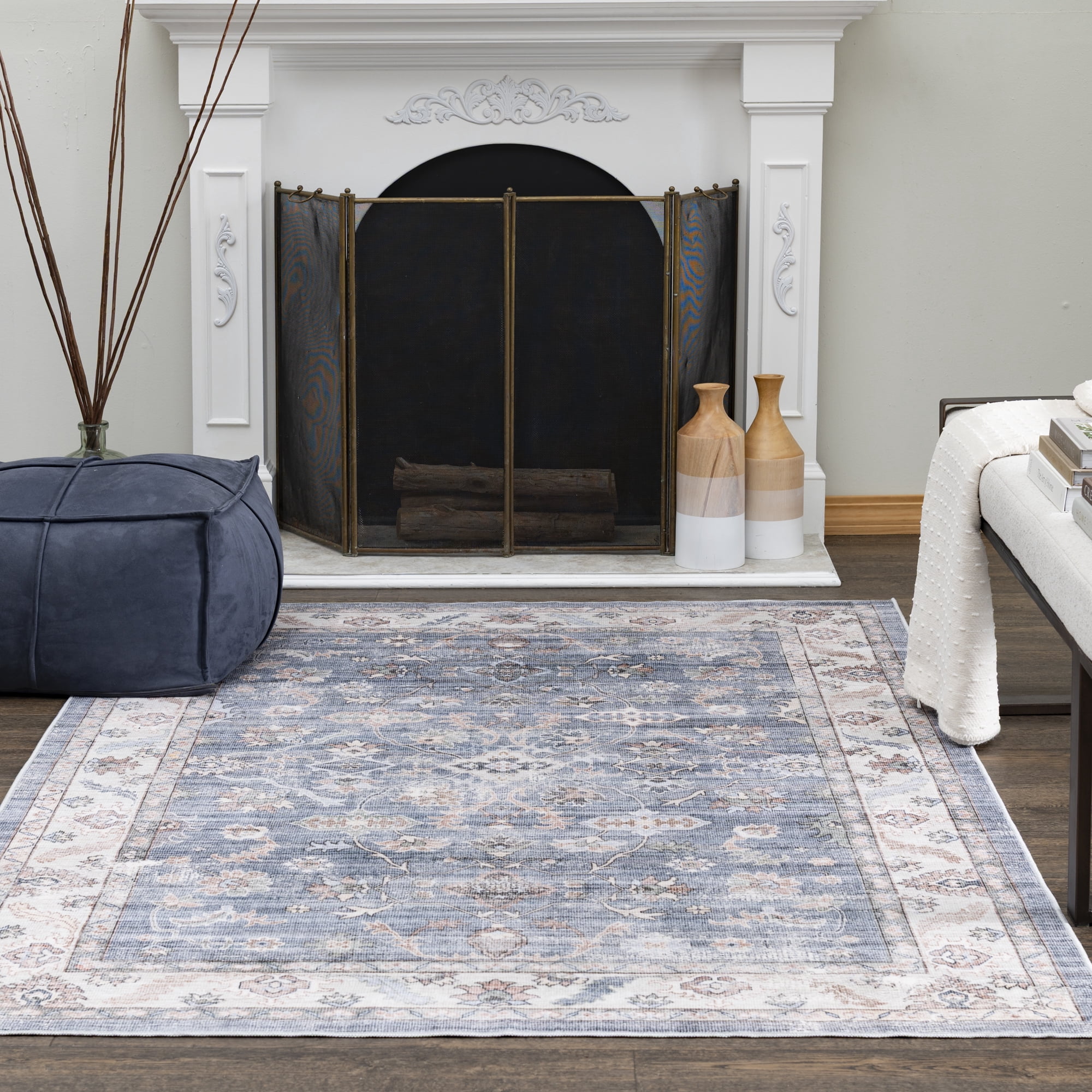 Tapis d'intérieur en peluche Better Homes & Gardens Classic Medallion à motifs géométriques et floraux, 152 x 213 cm, recommandé pour le salon, la salle à manger et la chambre.