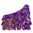 thumbnail image 4 of Oyolan Big Girls Gymnastic Workout Set 2PCS Crop Tops with Shorts 4-16 Years Sequins Dance Outfit Purple 6, 4 of 7