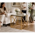 thumbnail image 3 of TABLE DE BOUT K-LIVING PALMA AVEC PLATEAU EN VERRE TRANSPARENT ET BASE EN ACIER INOXYDABLE POLI OR, 3 of 6