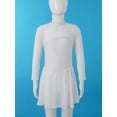 thumbnail image 3 of Linjinx Filles Enfants Justaucorps Robe de Danse Ballet à Manches Longues en Maille à Strass Assemblée Costume de Compétition de Patinage Artistique Blanc 16, 3 of 7