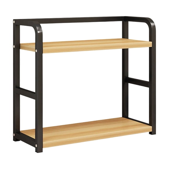 Heavy Duty Kitchen Storage Rack 2-Tier Metal Shelf Spice Organizer 42X35X14Cm Countertop Space Saving Pantry Organizer With Wood Shelves Free Standing Kitchen Shelf For Home