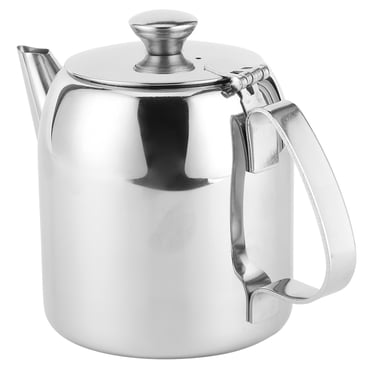 Spptty Cafetière Théière Bouilloire en Acier Inoxydable Pichet d'Eau Froide Bec Court pour Hôtel Restaurant, Casserole Ronde, Bouilloire