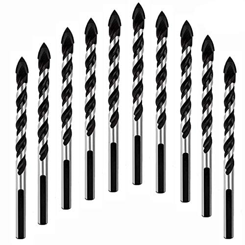 Embouts de Forage Polyvalents, Ensemble de 10 Pcs 6mm pour Forage sur Carrelage, Verre, Béton, Brique, Bois et Plastique, Embouts de Maçonnerie en Tungstène pour Miroir Mural