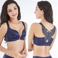 thumbnail image 2 of Womens Solid Bra Wire Free Underwear Front Closure Butterfly Backless Bra, 2 of 9