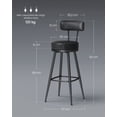 thumbnail image 4 of VASAGLE EKHO Collection - Bar Stools Set of 2, Swivel Counter Bar Stools with Backs, Synthetic Leather with Stitching, Mid-Century Modern, 30'' Tall, 4 of 9