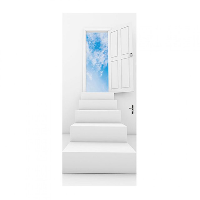 2PCS Porte - Style 3D Porte en PVC Autocollant de Porte Amovible pour la Décoration Intérieure