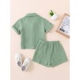 thumbnail image 3 of Faithtur Toddler Baby 2Pcs Summer Outfits, Short Sleeve Button Down Lapel Shirt + Shorts Set, 3 of 9