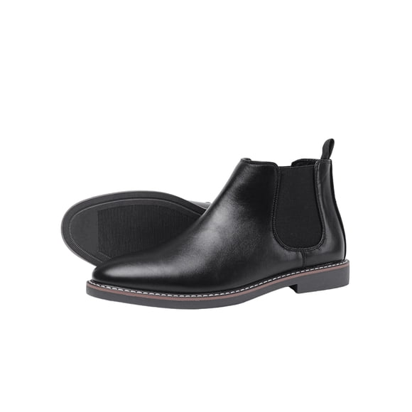 UKAP Mens Chelsea Boot Pull On Ankle Boots Waterproof Dress Booties Office Shoes Comfort Black A 8.5