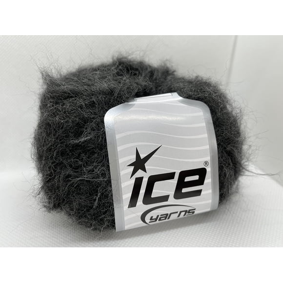Fil Mohair Kan Gris Foncé - Mélange de Laine Acrylique Mohair Nylon 1,76 Onces (50 Grammes) 109 Yards (100m)