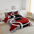 thumbnail image 3 of Erosebridal Black Red Gray Circle Bedding Queen Comforter Set, Abstract Striped Line Down Comforter Ultra Soft 3 Pieces, 3 of 8