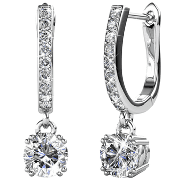 Cate & Chloe McKenzie 18k White Gold Plated Silver Dangle Earrings with Swarovski Crystals for Women