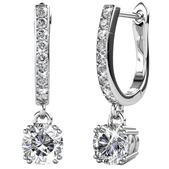 Cate & Chloe McKenzie Boucles d'Oreilles Pendantes en Argent Plaqué Or Blanc 18k avec Cristaux Swarovski pour Femmes