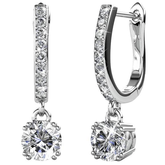 Cate & Chloe McKenzie 18k White Gold Plated Silver Dangle Earrings with Swarovski Crystals for Women
