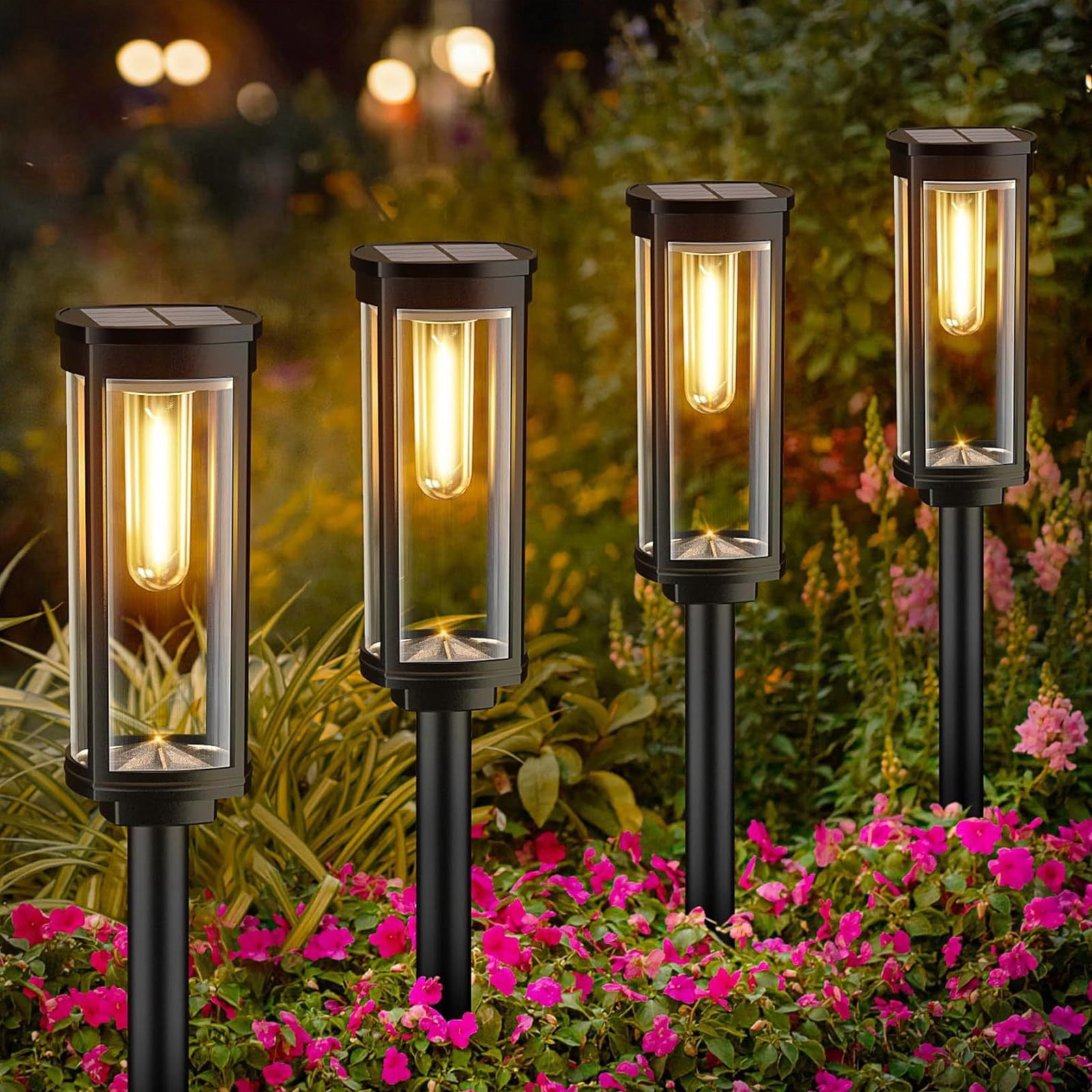 Iumwxz solar lights outdoor Outdoor Garden Courtyard Light Solar Light Courtyard Light garden lights patio lights black Plastic Clearance