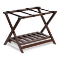 thumbnail image 1 of PJ Wood Hotel Style Wood Folding Suitcase Luggage Rack with Shelf, Walnut, 1 of 12