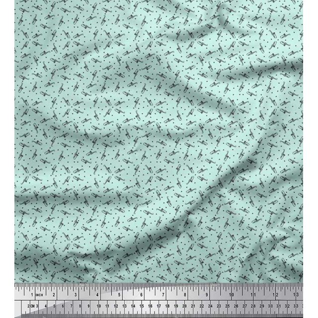 Soimoi Cotton Poplin Fabric Triangle & Saxophone Musical Instrument Decor Fabric Printed Yard 42 Inch Wide