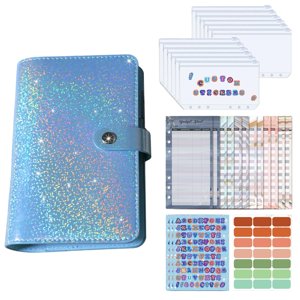simhoa A6 PU Leather Binder Notebooks Binder Pockets bag Planner Blue Blue