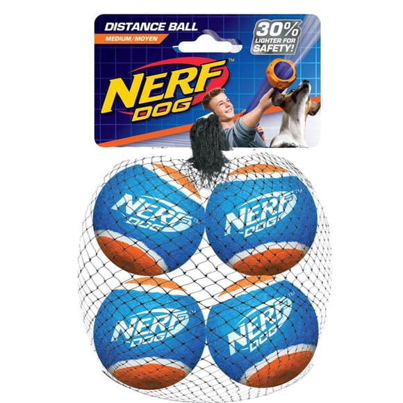 Nerf Dog Blaster Distance Tennis Balls, Blue & Orange, 2.5" 4-pack