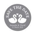 thumbnail image 1 of Darling Souvenir Round 45 Pcs Loving Swans Save The Date Stickers Personalized Bride Groom Names And Date Envelope Seals - Gray, 1 of 4