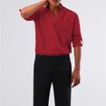 thumbnail image 4 of CEHVOM Chemise Décontractée à Manches Longues pour Homme, Col en V Profond, Couleur Unie, Multi-Codes, 4 of 6