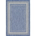 thumbnail image 1 of Unique Loom Tapis d'Extérieur Transitionnel pour Intérieur et Extérieur, Décontracté, Uni à Bordure Tonale, 4 x 6 Pieds, Bleu/beige, 1 of 2