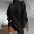 thumbnail image 2 of 2025 Women Mid Length Raglan Pullover SweaterSolid Color Hoodies Sleeve Sweater Solid Color Long Sleeve Zip Turtleneck Sweater, 2 of 5