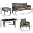 thumbnail image 3 of Outsunny Ensemble de Mobilier de Patio 6 Pcs avec Chaises, Ottomans, Sofa, Table, Coussins, 3 of 10