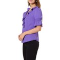 thumbnail image 4 of INSPIRE CHIC Women's Ruffled V Neck Puff Elbow Sleeve Semi-Sheer Chiffon Blouse XS Violet, 4 of 8