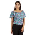 thumbnail image 2 of Moomaya Hauts Imprimés pour Femmes Blouse à Manches Courtes Évasée, 2 of 7