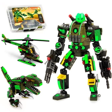JitteryGit Army Dinosaur Robot Stem Building Toy | Gifts for Boys Ages 6 7 8 9 10 11