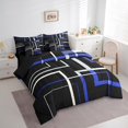 thumbnail image 3 of Abstract Geometry Bed in a Bag 7pcs Rectangle Square Bedding Set, Black and Navy White Queen Size Comforter Set Modern Minimalism Bedding Comforter Sets, Aesthetic Bed Set Kids Teens Room Decor, 3 of 6