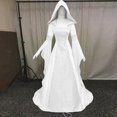 thumbnail image 2 of Penkiiy Robes d'Invité de Mariage pour Femmes Robe de Sorcière Médiévale pour Femmes Grande Taille Robe à Capuche Renaissance Robe de Cour Gothique Robe Blanche, 2 of 7
