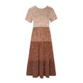 thumbnail image 4 of FAIWAD Robes Maxi d'Été pour Femmes à Manches Courtes à Paillettes Colorblock 2024 Vacances Tendance Fluides avec Poches Robe, 4 of 5