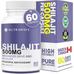 Nutrawave Shilajit 500 mg – 50% Acides fulviques, complexe minéral tracé, énergie & Soutien de la vitalité, 60 Capsules de végétaliens, non OGM, sans gluten