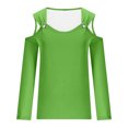 thumbnail image 4 of Yuyuzo Womens Tunic Tops Cold Shoulder Long Sleeve Shirts Loose Solid Color Lightweight Tee Tops, 4 of 5