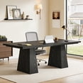thumbnail image 1 of Fnova 63" Home Office Computer Desk, Black Modern Executive Desk, Writing Desk, Easy to Assemble, 1 of 14